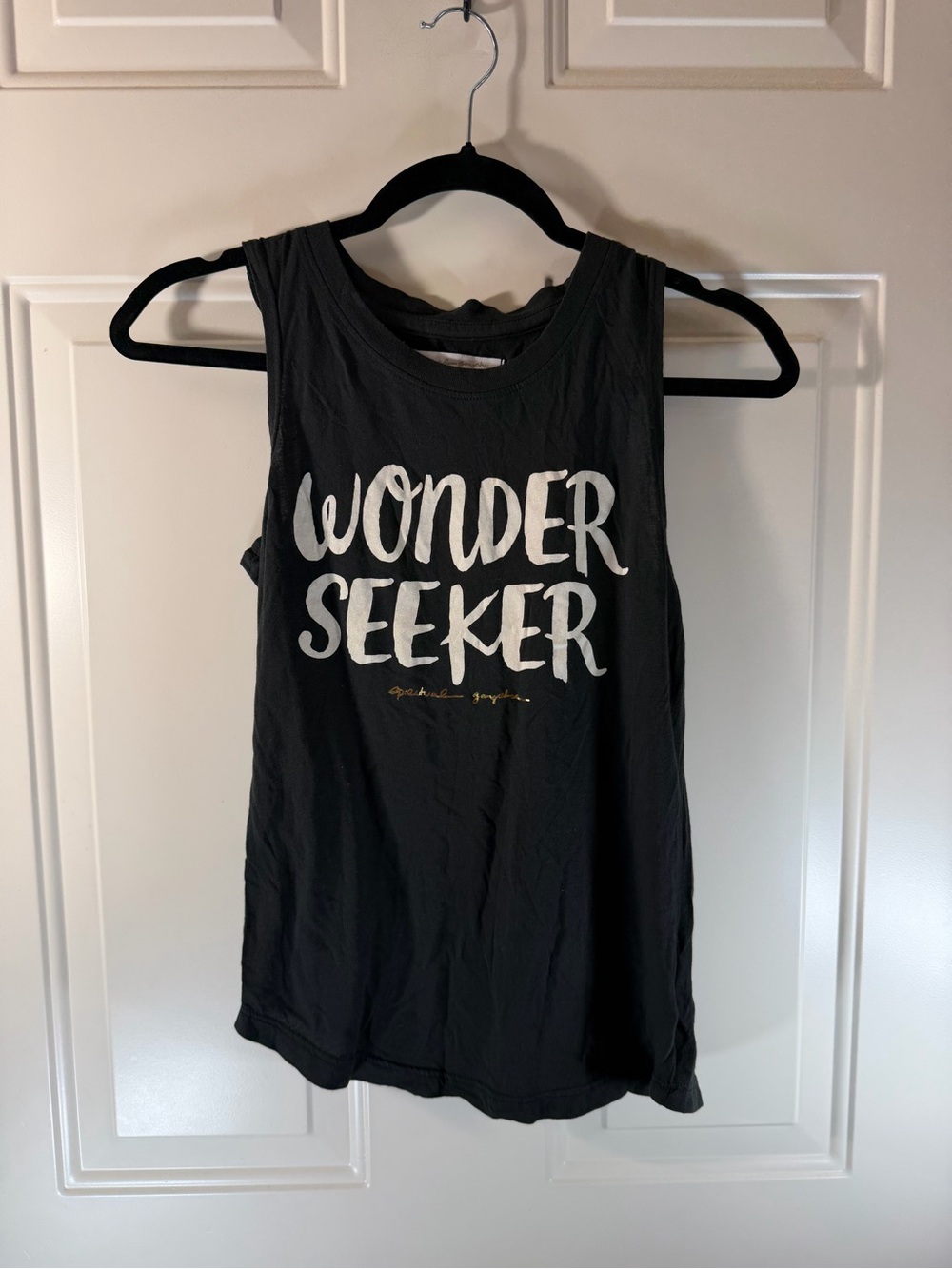 Spiritual Gangster Wonder Seeker Tank Women’s XS Black Graphic Yoga Top 0385